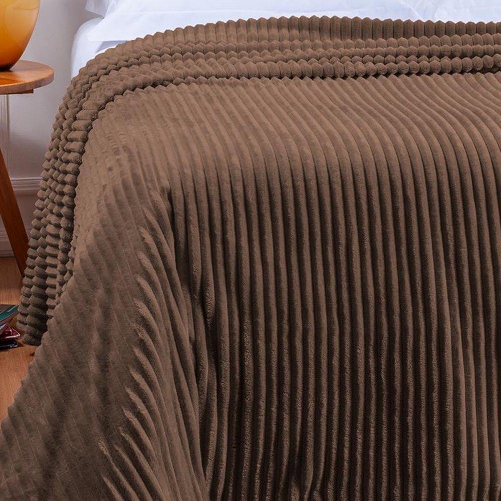 Cobertor Canelado Plus Queen 1 Peça 100% Poliéster - Marrom - 3