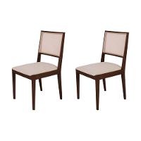Conjunto Com 2 Cadeiras De Jantar Estofada Suellen Castanho Linho Bege - 1