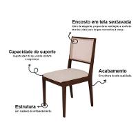 Conjunto Com 2 Cadeiras De Jantar Estofada Suellen Castanho Linho Bege - 3