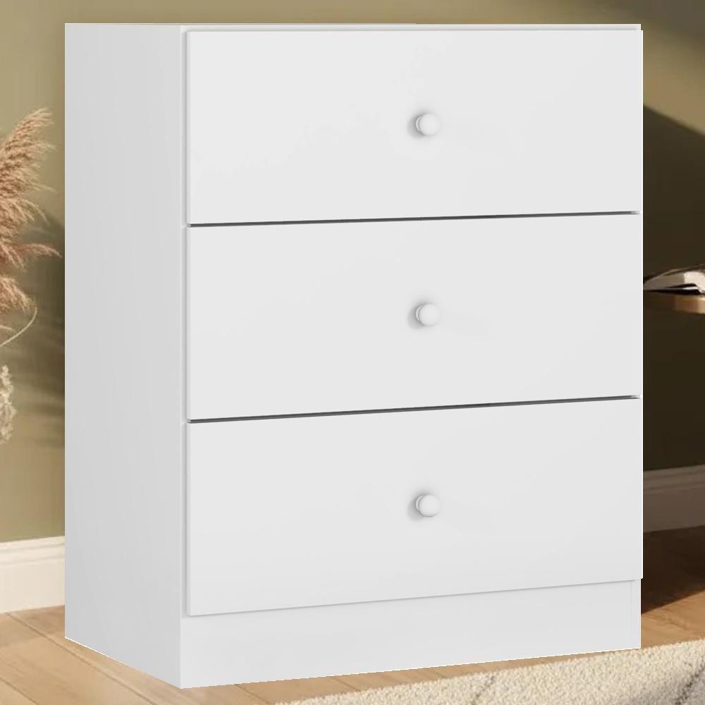 Comoda 3 Gavetas 95 Cm Louise Branco Reajl Moveis Branco - 1