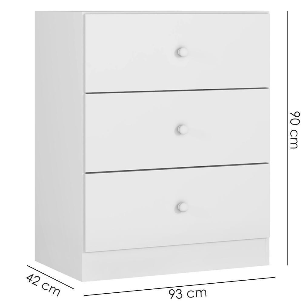 Comoda 3 Gavetas 95 Cm Louise Branco Reajl Moveis Branco - 3