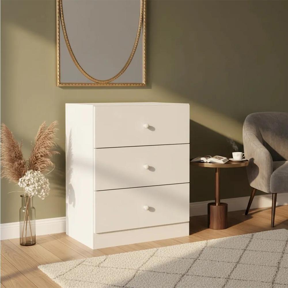 Comoda 3 Gavetas 95 Cm Louise Branco Reajl Moveis Branco - 6