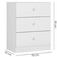 Comoda 3 Gavetas 95 Cm Louise Branco Reajl Moveis Branco - 3