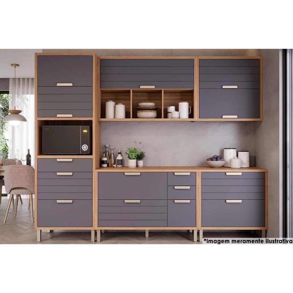 Cozinha Modulada Mgm Eloise 5 Peças (2aéreos+2balcões+1paneleiro) Cz024 Freijo-titanium-mgm - 1