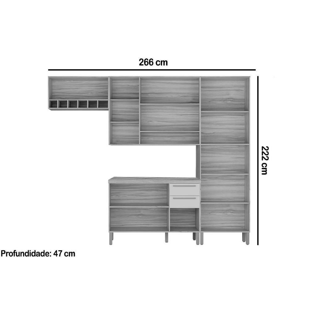 Cozinha Modulada Ronipa Nápoli Prime 4 Peças (2aéreo+1balcão+1paneleiro) C4p01 Amendoa-grafite-ronipa - 3