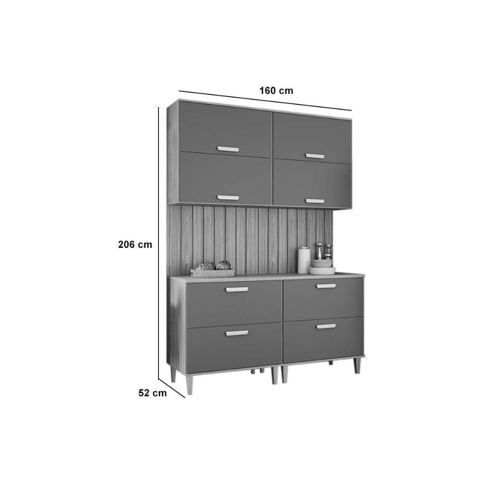 Cozinha Modulada Mgm Bella 6 Peças (2aéreos+2balcões+2complementos) C6p82 Freijo-mgm - 3