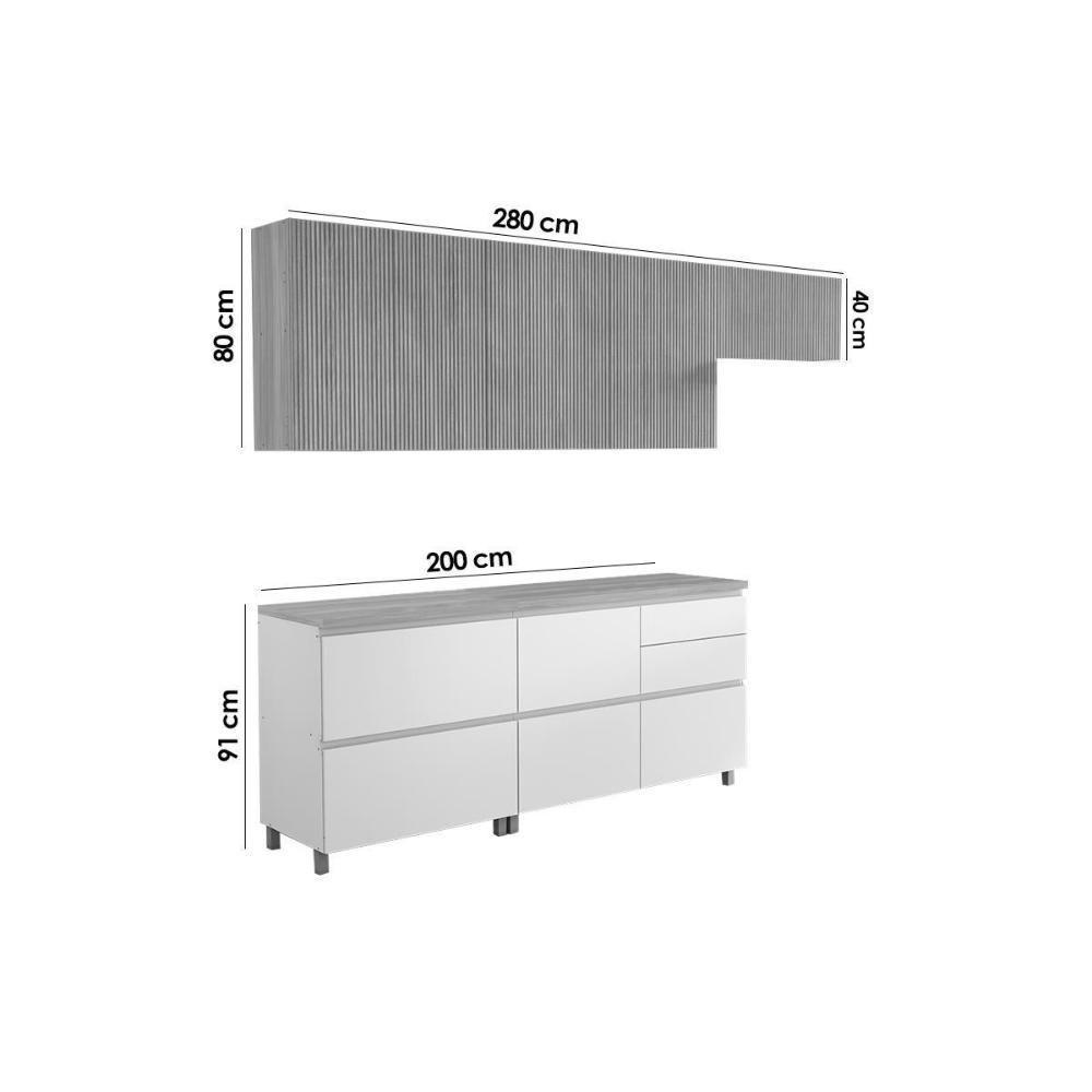 Cozinha Modulada Nesher Rainha 5 Peças (3aéreos+2balcões) C5p113 Nature-branco-nesher - 3