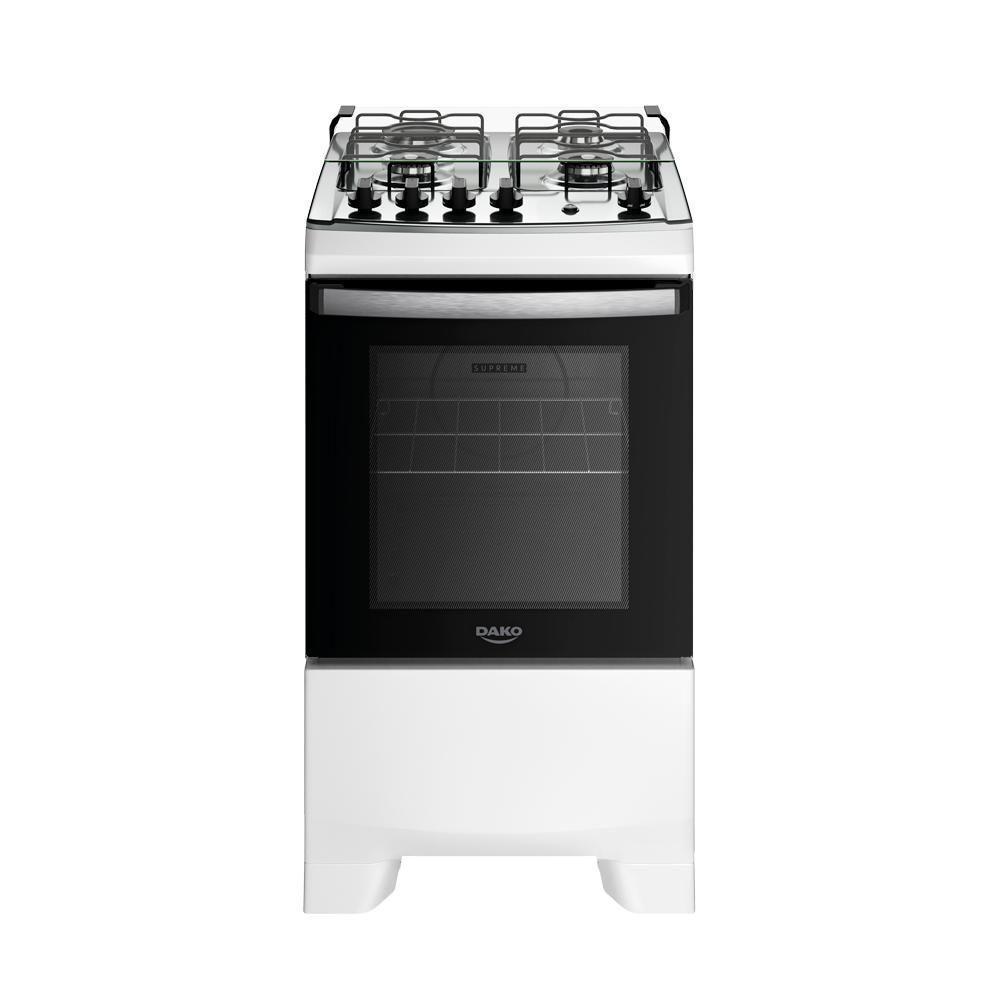 Fogão 4 Bocas Branco Com Mesa Inox Dako Novo Supreme Bivolt - 1