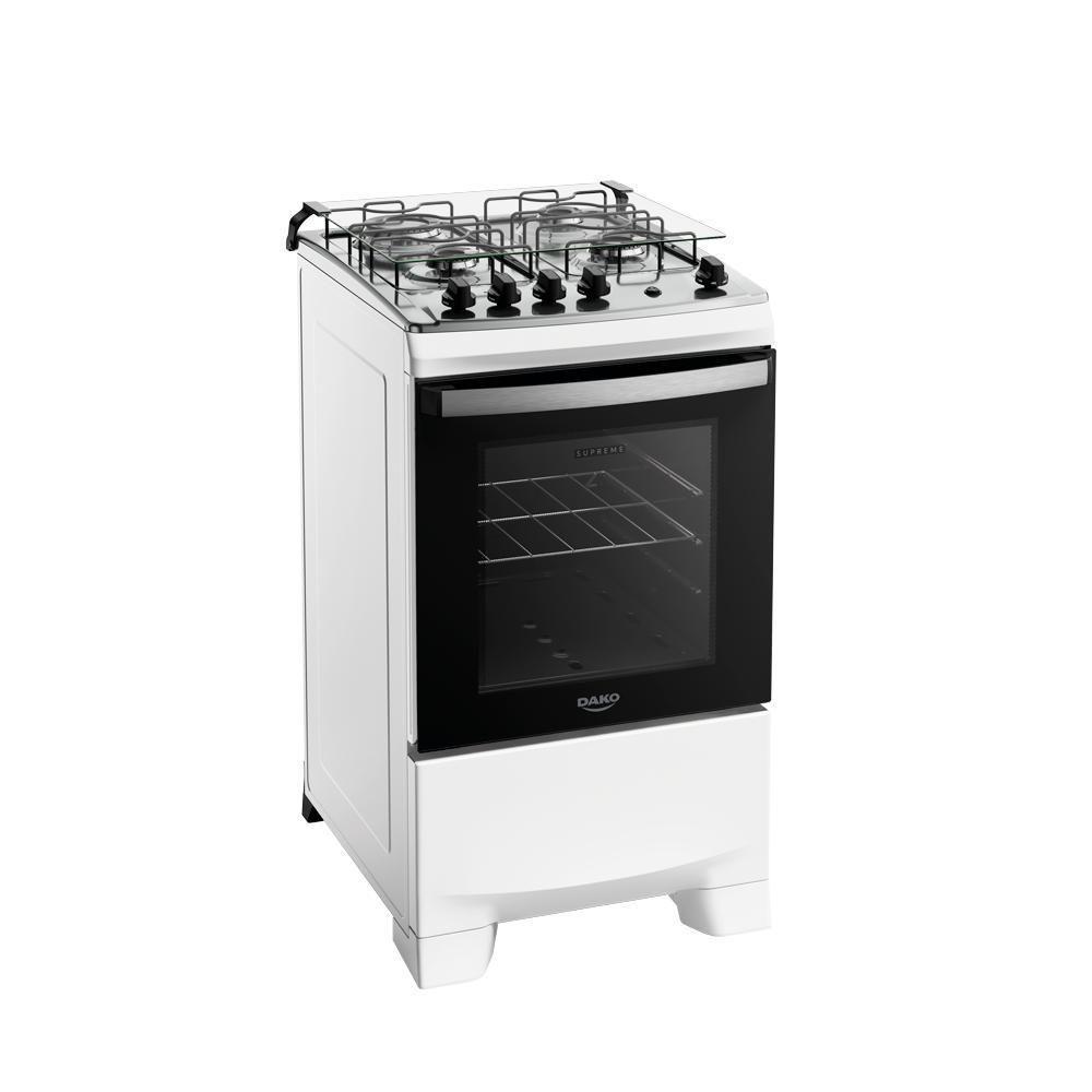 Fogão 4 Bocas Branco Com Mesa Inox Dako Novo Supreme Bivolt - 4