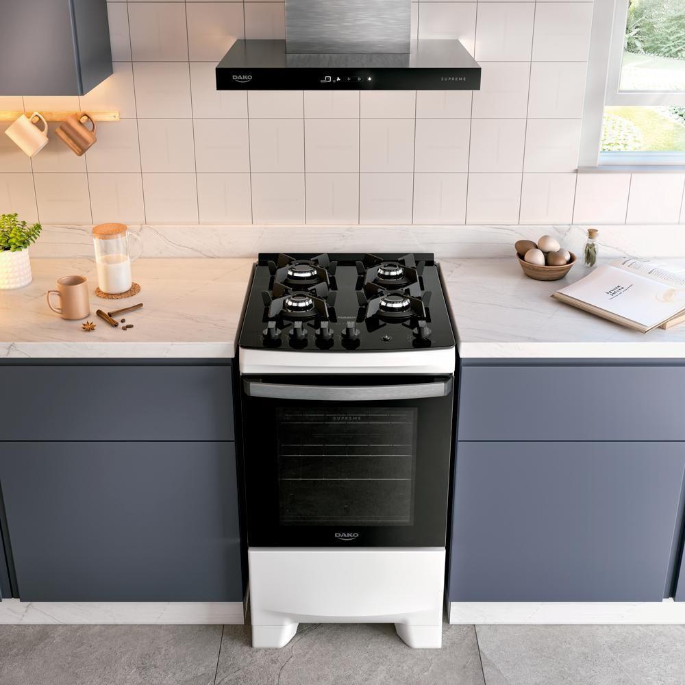 Fogão 4 Bocas Dako Supreme Glass Mesa De Vidro Branco Bivolt - 5