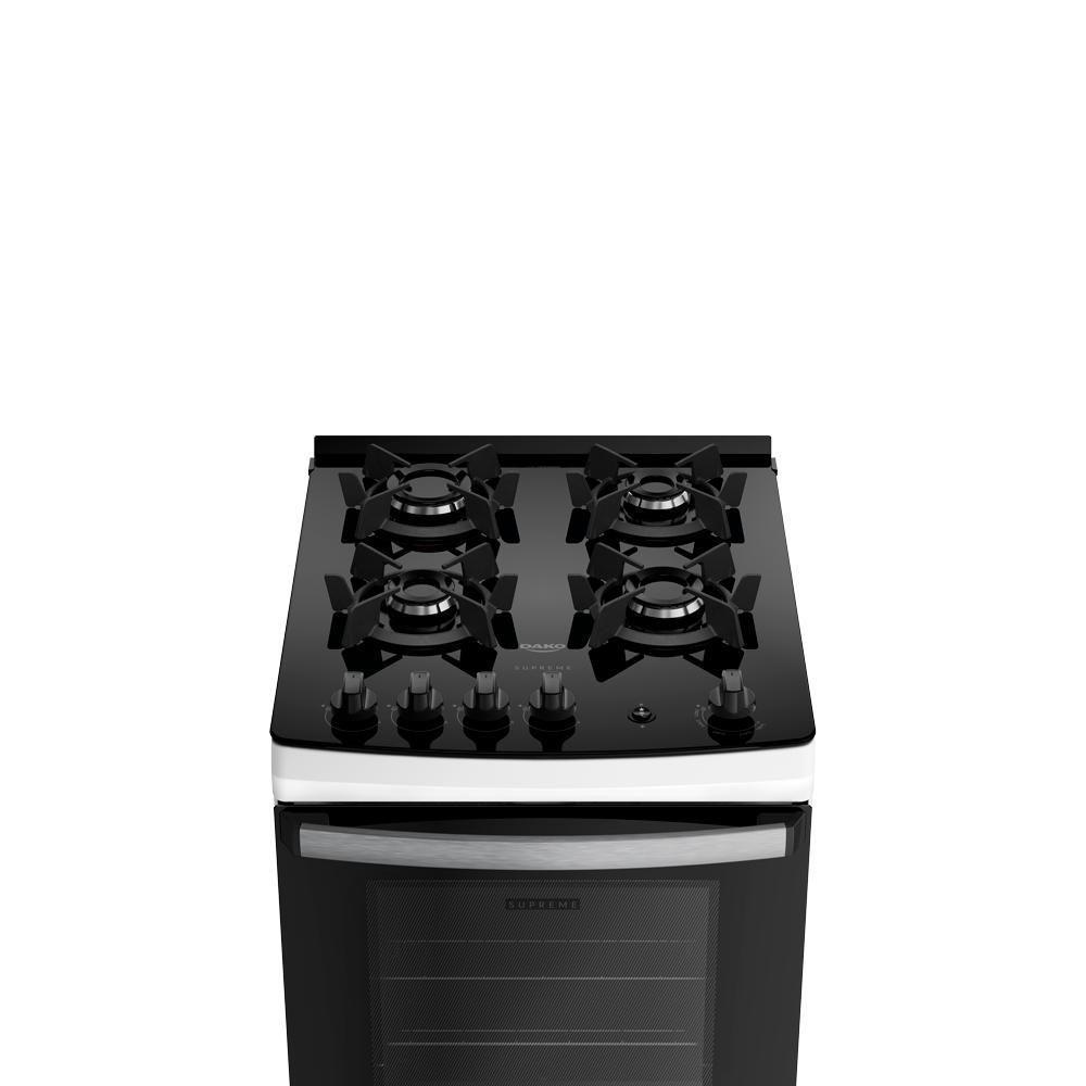 Fogão 4 Bocas Dako Supreme Glass Mesa De Vidro Branco Bivolt - 8