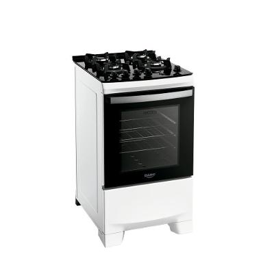 Fogão 4 Bocas de Piso Gás GLP Dako Supreme Glass Mesa de Vidro Branco Bivolt