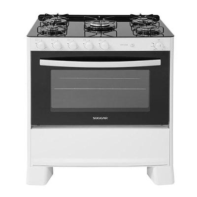 Fogão de Piso 5 Bocas a Gás Suggar Cook Glass FGVCG510BR Mesa de Vidro Temperado Branco Bivolt