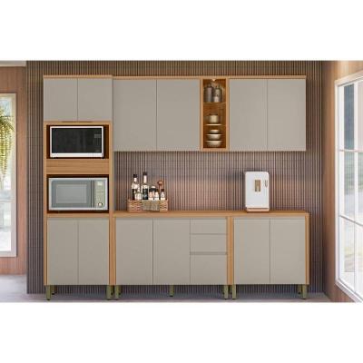Cozinha Modulada Completa Allure 5 Peças (2aéreos+2balcões+1torrequente) Cp04 Jequitiba-gris Fosco - Linea Brasil