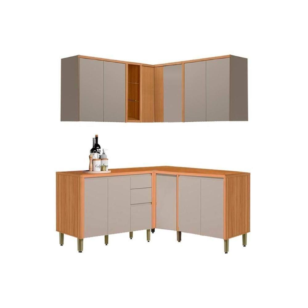 Cozinha Modulada Completa Allure 6 Peças (3aéreos+3balcões) Cp28 Jequitiba-gris Fosco - Linea Brasil - 1