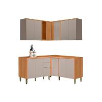 Cozinha Modulada Completa Allure 6 Peças (3aéreos+3balcões) Cp28 Jequitiba-gris Fosco - Linea Brasil - 1