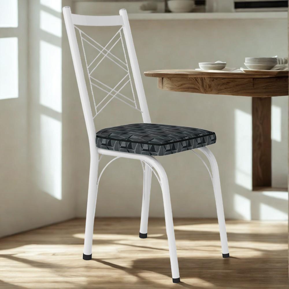 Cadeira Tubular Europa 143 Branco Assento Mosaico Silver Artef Mosaico Silver - 2