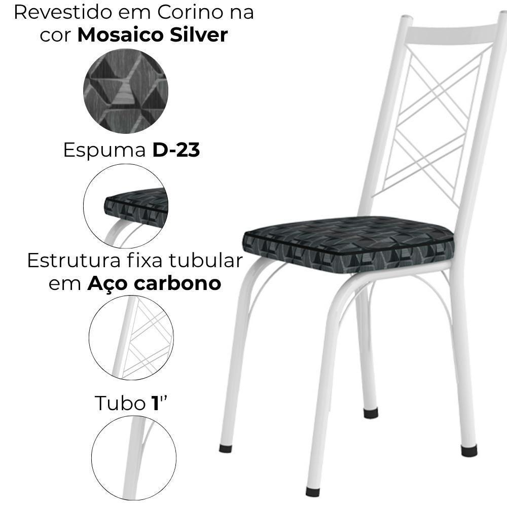 Cadeira Tubular Europa 143 Branco Assento Mosaico Silver Artef Mosaico Silver - 5