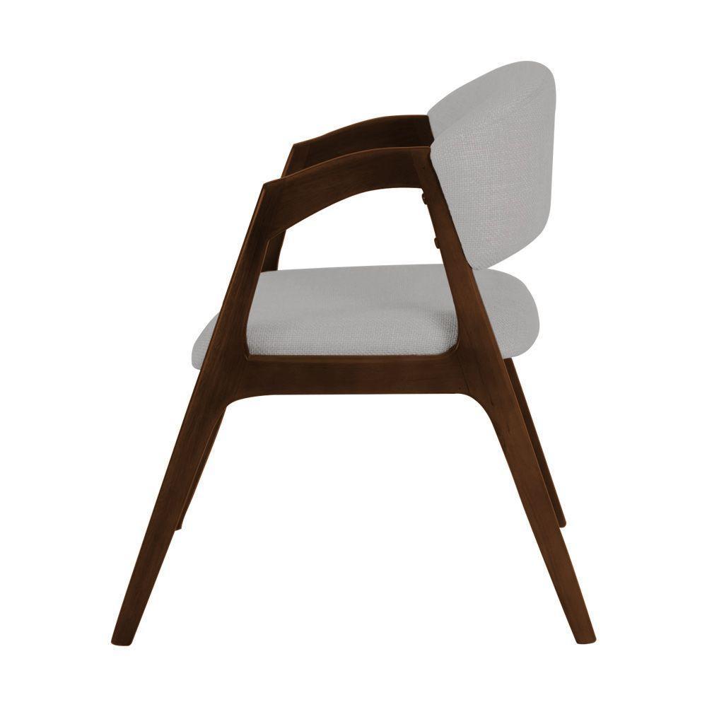 Conjunto Com 8 Cadeiras De Jantar Gabriela Em Madeira E Mdf Mel Linho Cinza Prata - 6