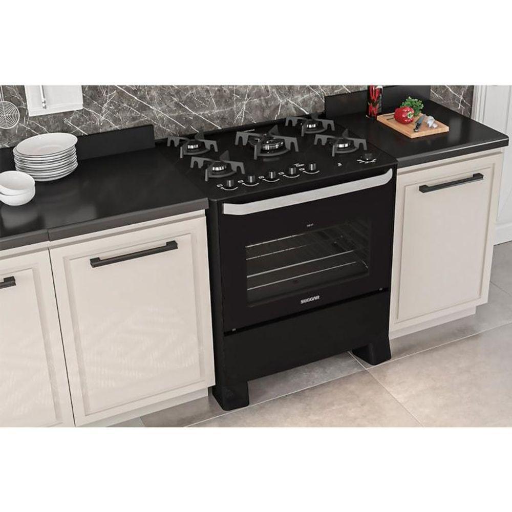 Fogão Best Glass 5 Queimadores Preto Bivolt Fgvbg510pt Suggar Bivolt - 2