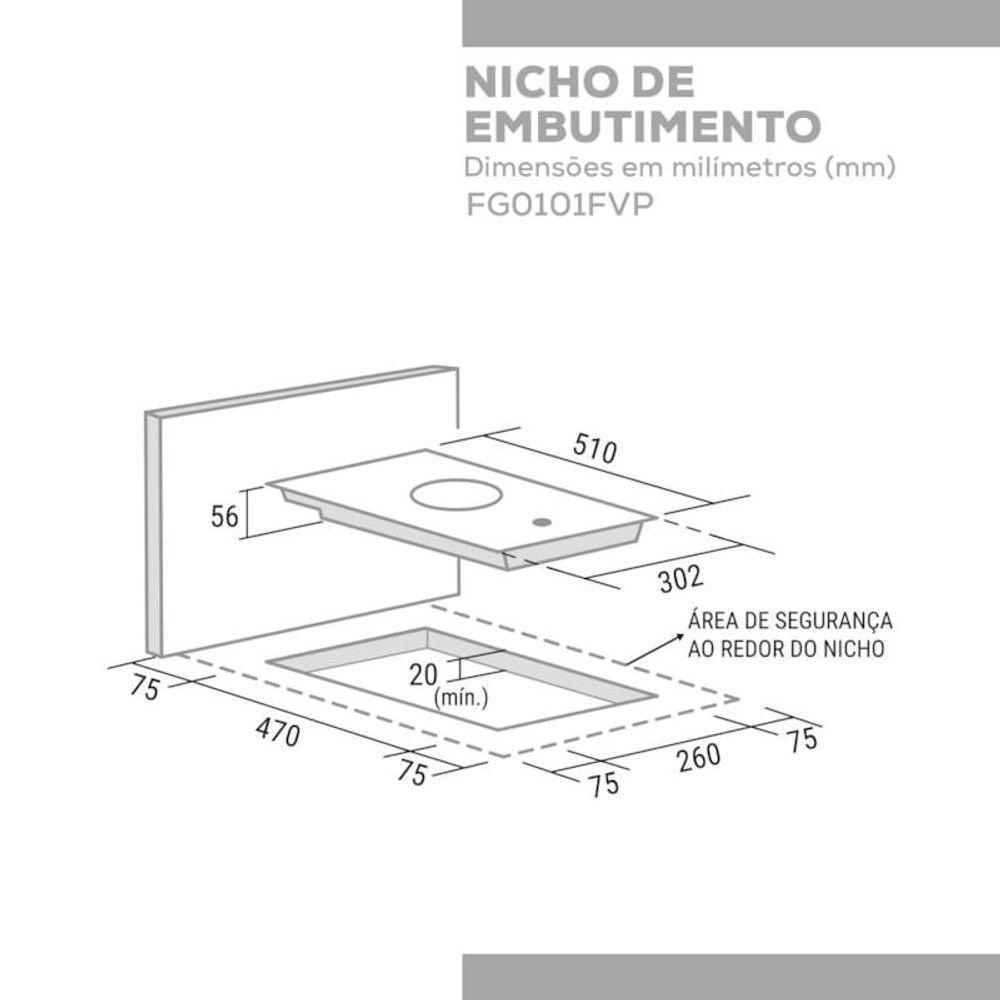 Fogão De Mesa Cooktop 1 Boca Suggar FG0101FVP Bivolt - 6