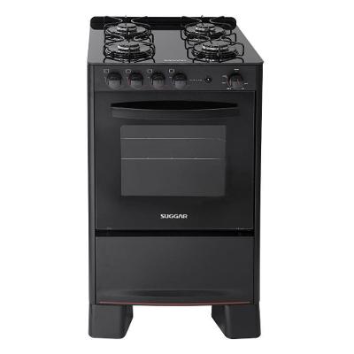 Fogão 4 Bocas Suggar Automático Mesa De Vidro Cook Glass Preto Bivolt