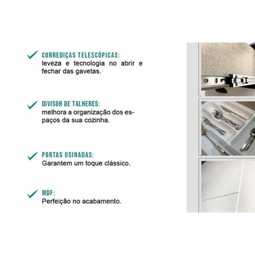 Cozinha Modulada Completa Bella 5 Peças (2aéreos+2balcões+1paneleiro) C5p121 Branco - Carraro - 5