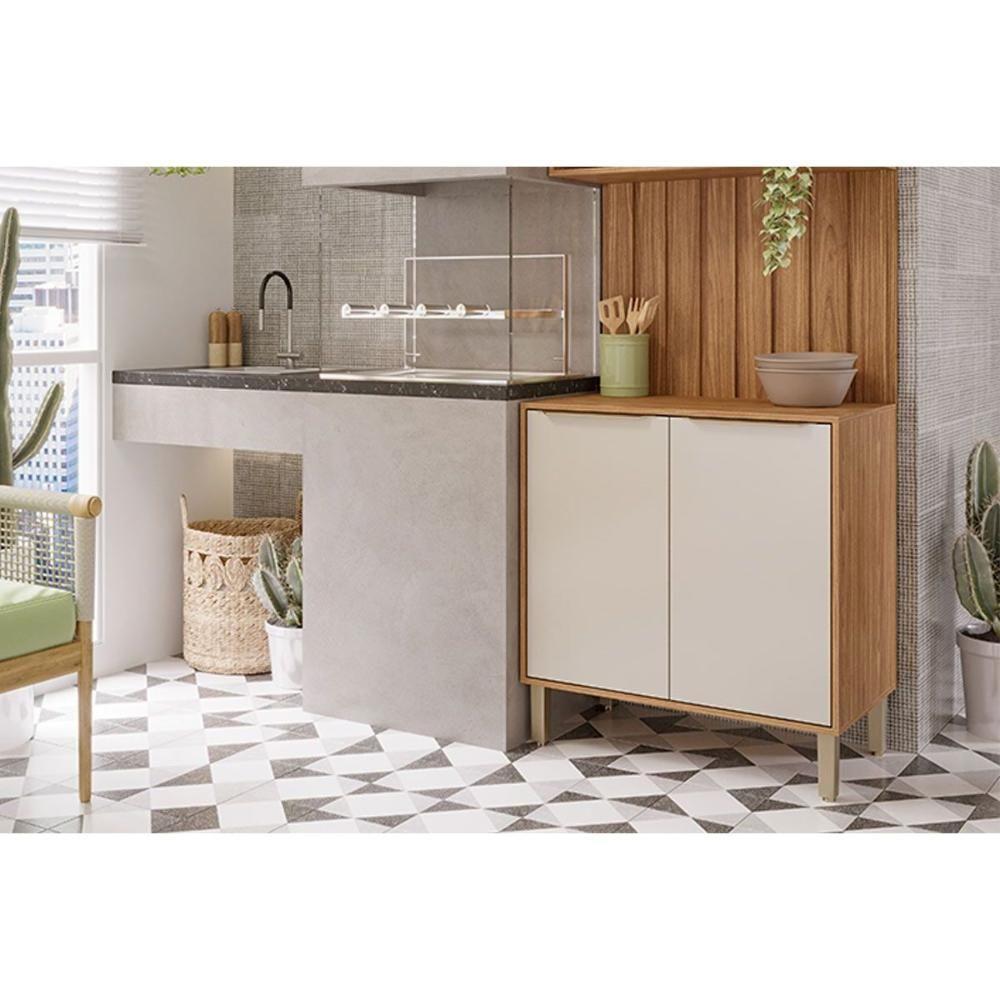 Gabinete De Cozinha Modulado Balcão P- Cooktop Divina C- 2 Portas 80cm Cinamomo-off White - Mgm - 5