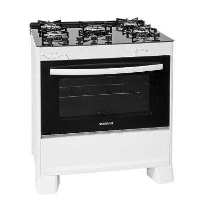 Fogão de Piso 5 Bocas a Gás Suggar Neo Glass FGVNG510BR Mesa de Vidro Temperado Branco Bivolt
