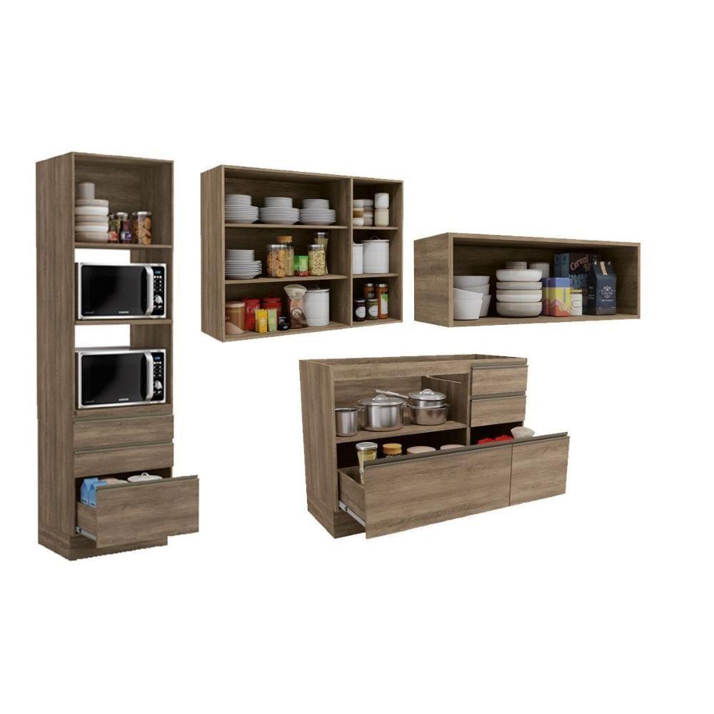 Cozinha Modulada Completa Maxxi 5 Peças (2aéreos+1balcão+1torrequente+1complemento) C5p32 Canela - Kappesberg - 3