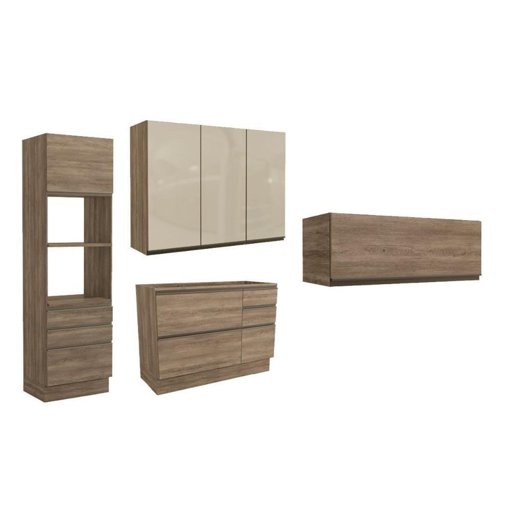 Cozinha Modulada Completa Maxxi 5 Peças (2aéreos+1balcão+1torrequente+1complemento) C5p32 Canela - Kappesberg - 4