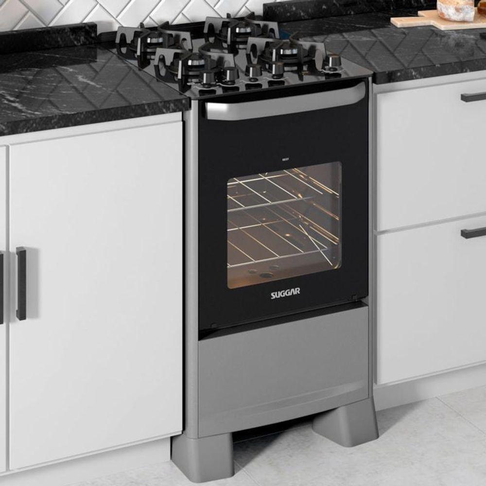 Fogão Best Glass 4 Queimadores Prata Fgvbg410prix Suggar Bivolt - 5