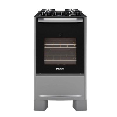 Fogão de Piso 4 Bocas a Gás Suggar FGVBG410PRIX Mesa de Vidro Temperado Prata Bivolt