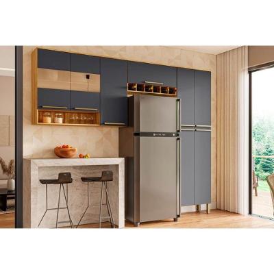 Cozinha Modulada Ronipa Nápoli Prime 3 Peças (2aéreos+1paneleiro) Cpt02 Amendoa-grafite-ronipa