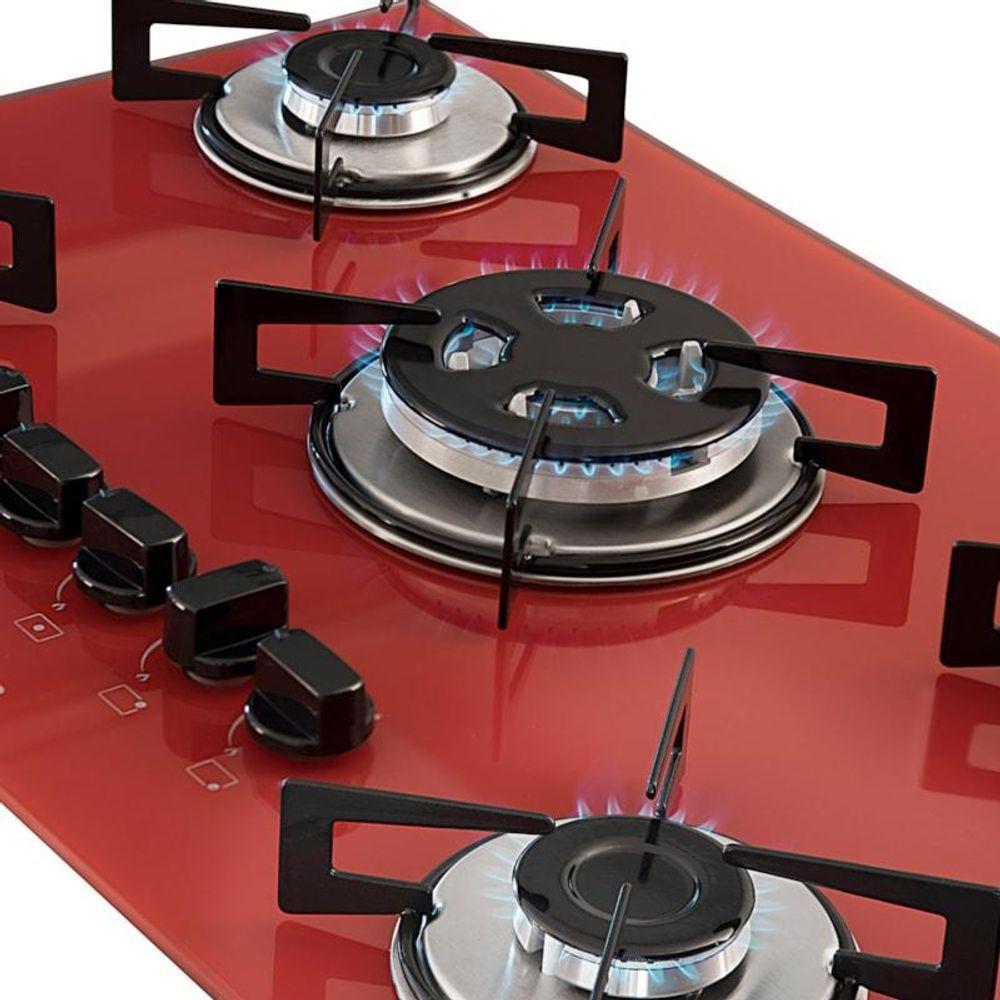 Fogão De Mesa Cooktop 5 Bocas Vidro Vermelho à Gás Suggar Fg5305vm Bivolt - 9