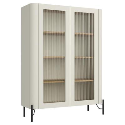 Cristaleira Sala De Jantar 2 Portas Vidro Pés Industrial Preto Naim I03 Luna Louro - Lyam Decor