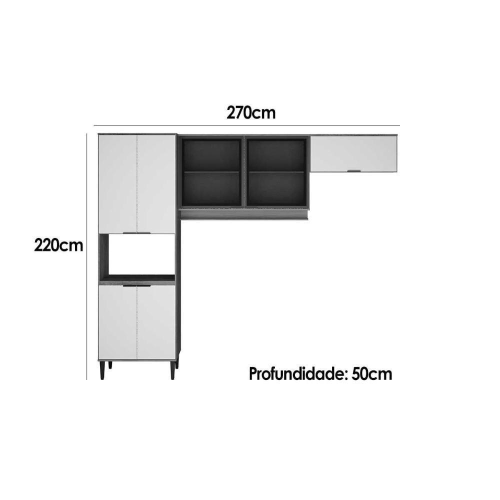 Cozinha Modulada Completa Alpha 3 Peças (2aéreos+1paneleiro) C3p35 Freijo-off White - Carraro - 5