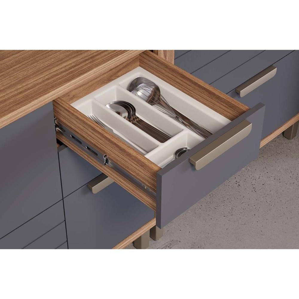 Gabinete P- Pia Cozinha Balcão C- Tampo Eloise C- 4 Gavetas E 1 Porta Basculante Riscada 120 Cm Cinamomo-titanium - Mgm - 5