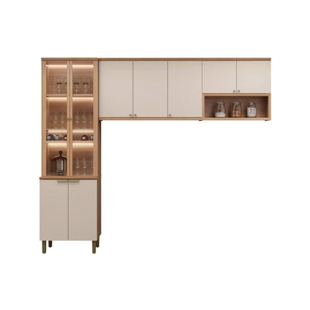 Cozinha Modulada Completa Selene 3 Peças (2aéreos+1cristaleira) Cp15 Jequitiba-off White Fosco - Linea Brasil - 7