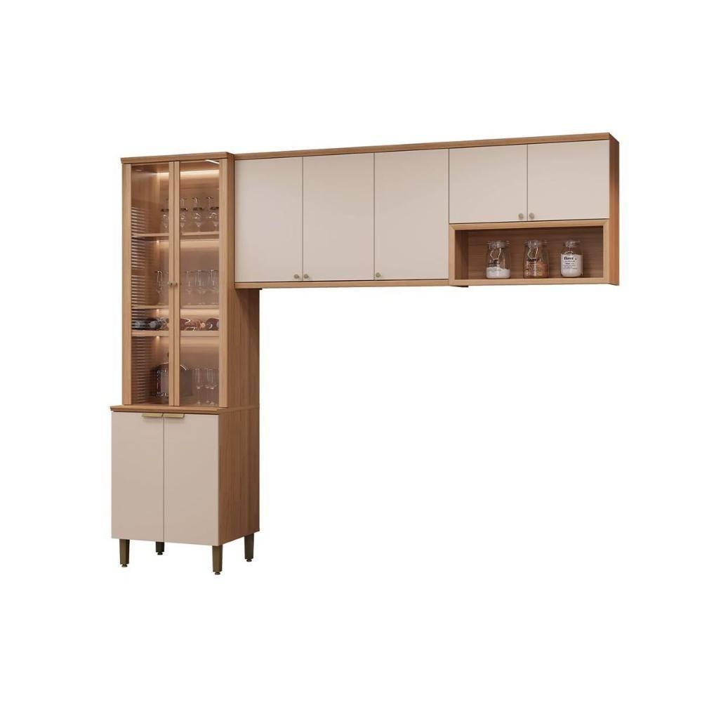 Cozinha Modulada Completa Selene 3 Peças (2aéreos+1cristaleira) Cp15 Jequitiba-off White Fosco - Linea Brasil - 8