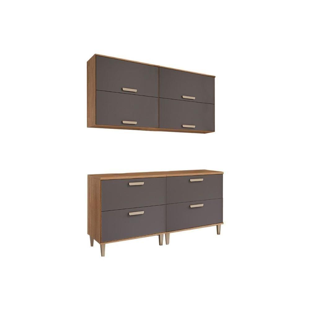 Cozinha Modulada Mgm Bella 4 Peças (2aéreos+2balcões) 160cm Freijo-titanium-mgm - 1