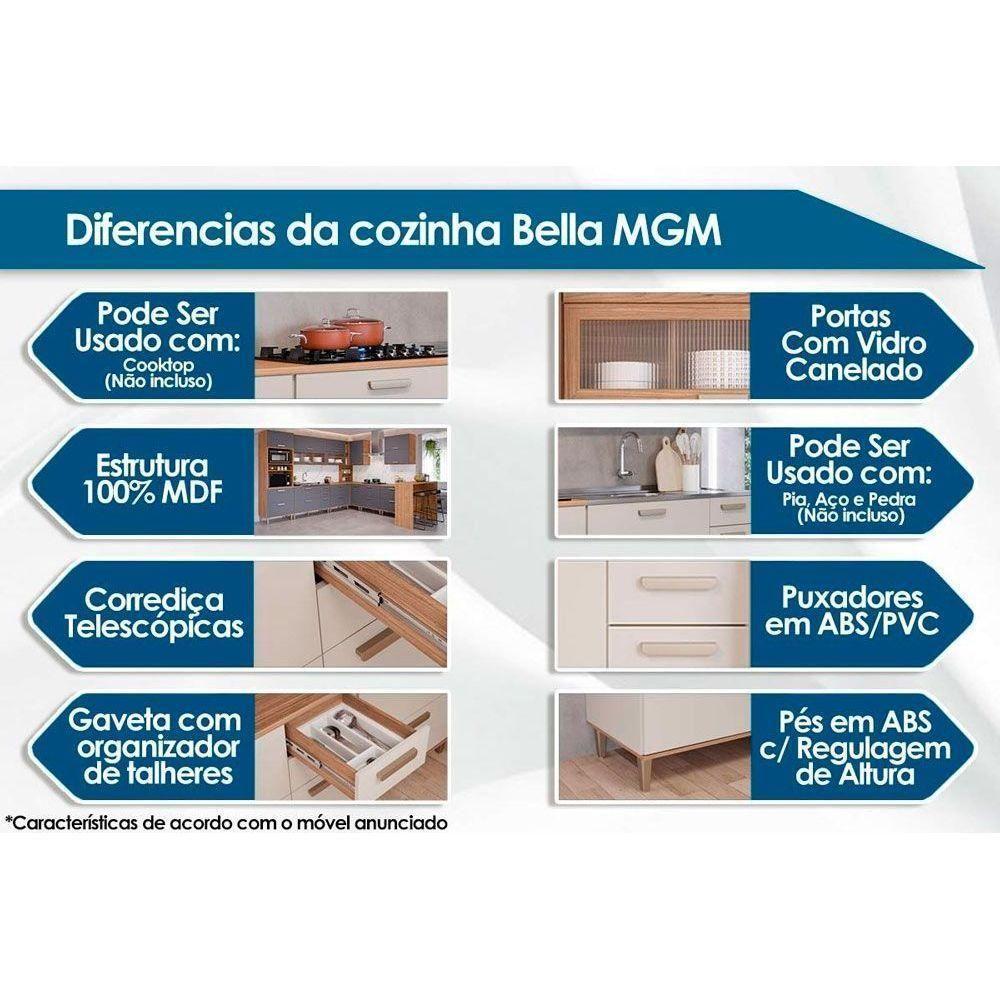 Cozinha Modulada Mgm Bella 4 Peças (2aéreos+2balcões) 160cm Freijo-titanium-mgm - 2