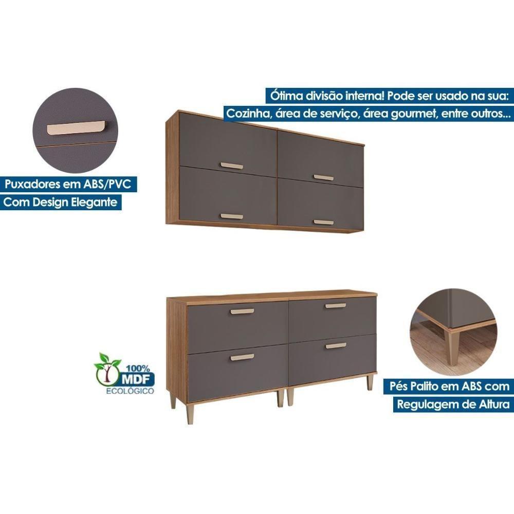 Cozinha Modulada Mgm Bella 4 Peças (2aéreos+2balcões) 160cm Freijo-titanium-mgm - 3