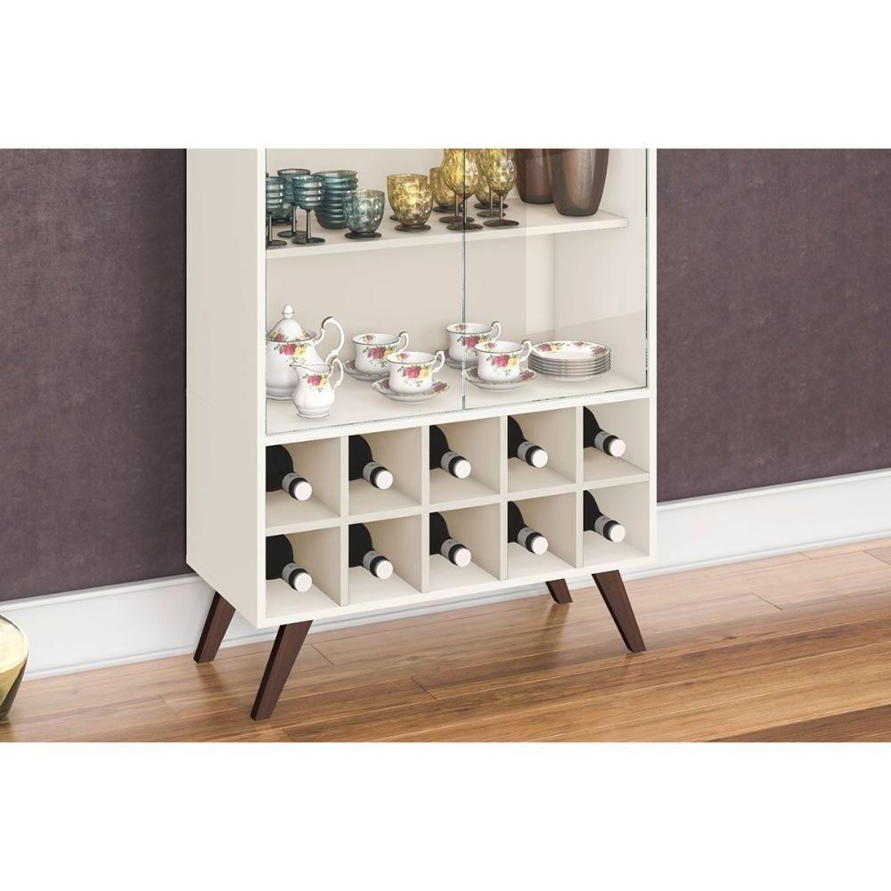 Cristaleira Sala Jantar Rt 3150 C- 2 Portas De Vidro 80cm Off White - Movelbento - 3