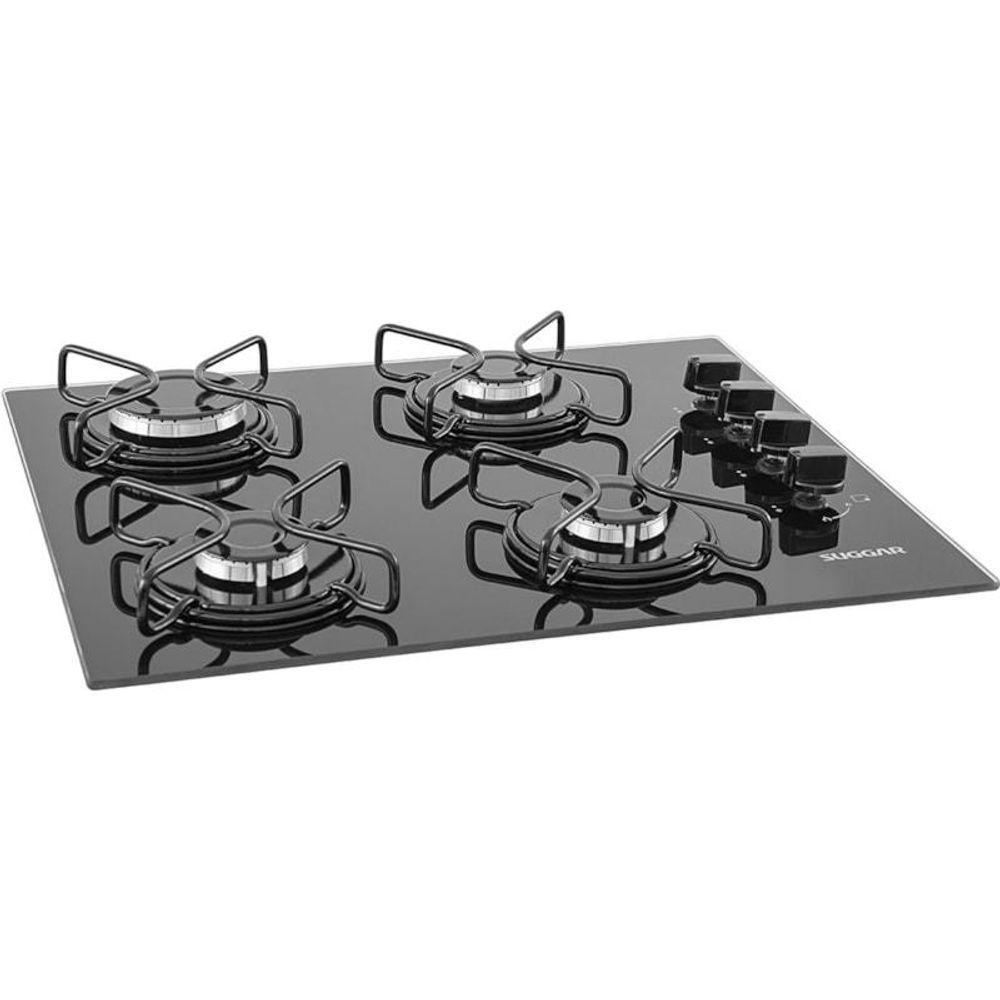 Fogão De Mesa Cooktop 4 Bocas Vidro Preto à Gás Fg4004avp Bivolt - 2