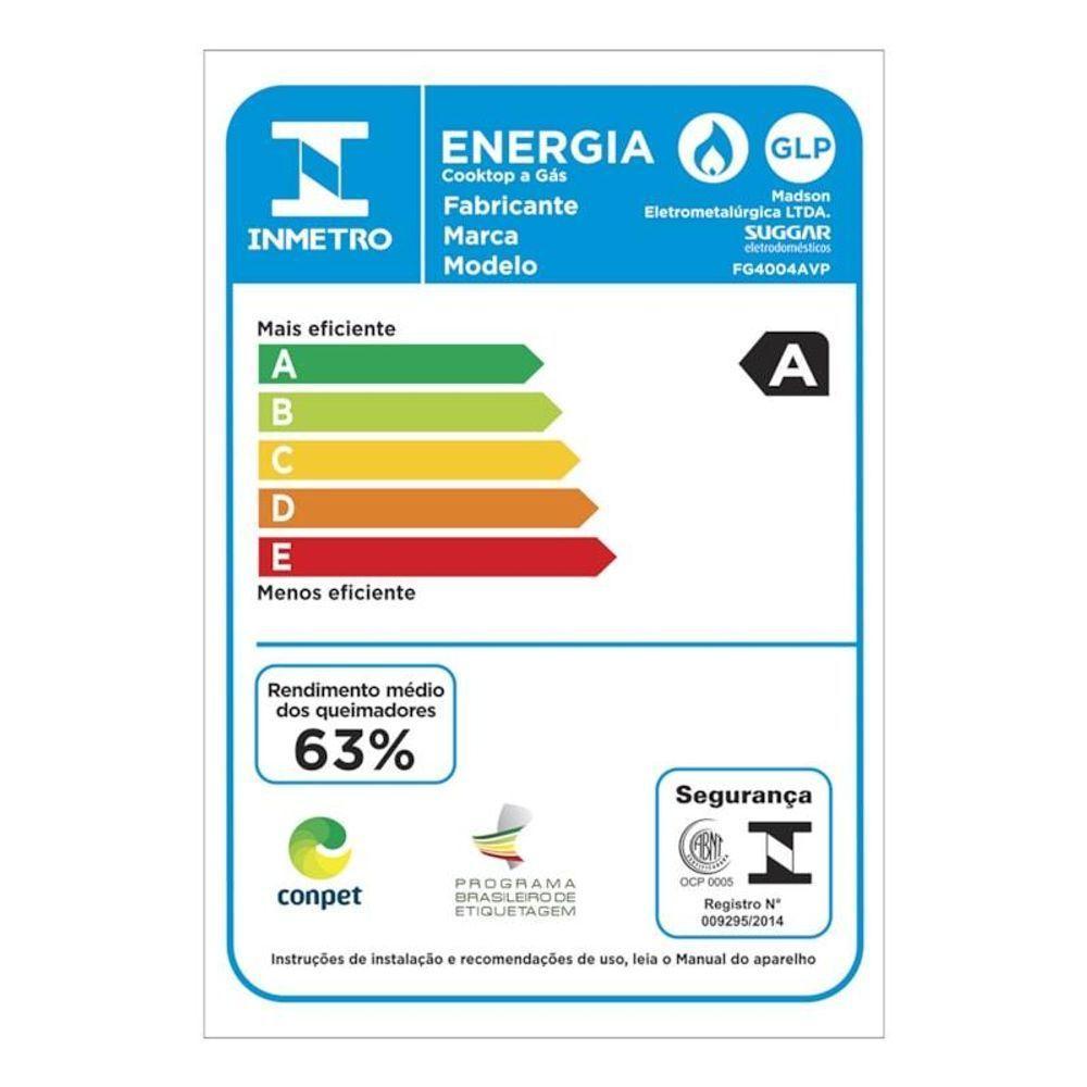 Fogão De Mesa Cooktop 4 Bocas Vidro Preto à Gás Fg4004avp Bivolt - 6