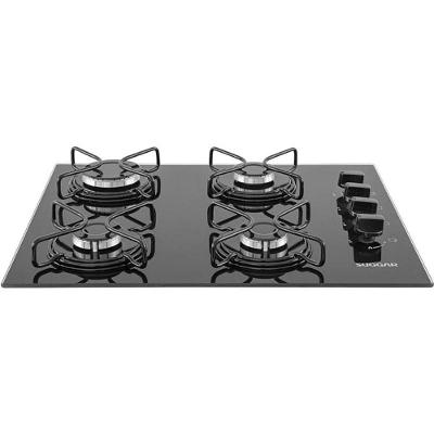Fogão De Mesa Cooktop 4 Bocas Vidro Preto à Gás Fg4004avp Bivolt