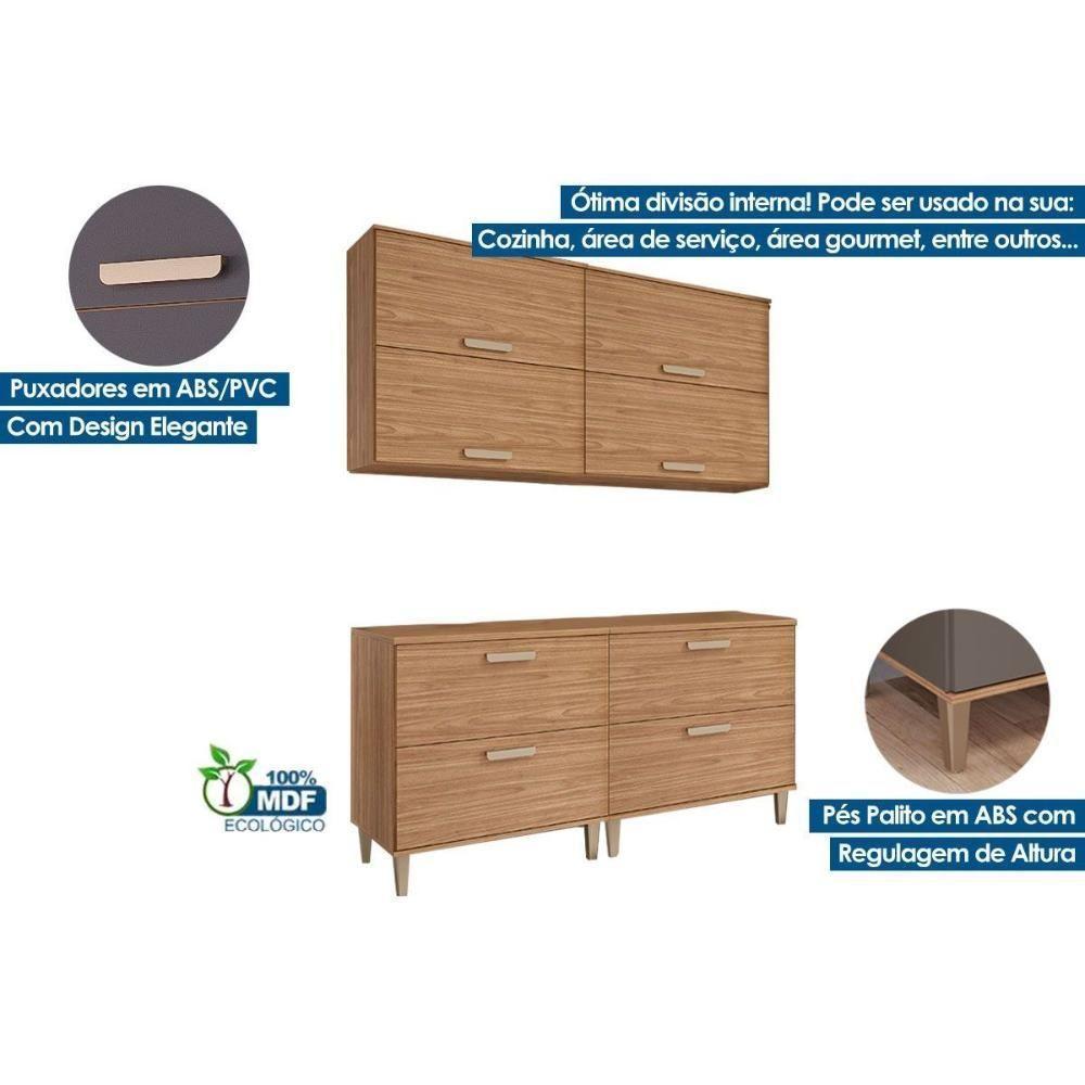 Cozinha Modulada Mgm Bella 4 Peças (2aéreos+2balcões) 160cm Freijo-mgm - 3