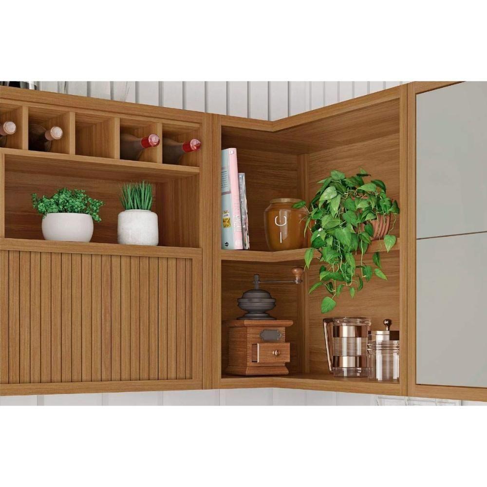 Cozinha Modulada Completa Imperatriz 6 Peças (3aéreos+2balcões+1paneleiro) C6p85 Freijo-grafite - Nesher - 6