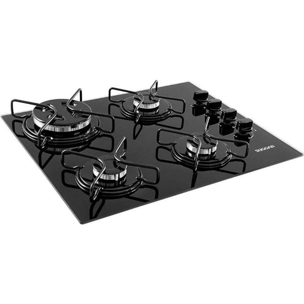 Fogão De Mesa Cooktop 4 Bocas Vidro Preto à Gás Fg4304avp Bivolt - 2